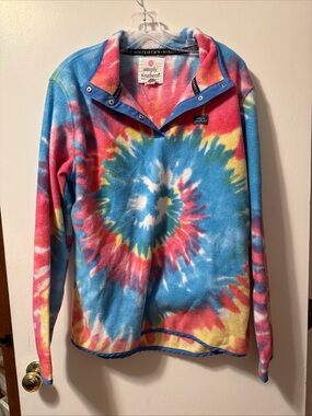 Simply Southern Tie-Dye Snap Pullover in Blue, Pink, Yellow